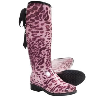 Dav Victoria Leopard Rain Boots - Waterproof (For Women) in Pink