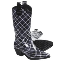 Dav Western Cowboy Plaid Rain Boots - Waterproof (For Women) in Slate - Closeouts