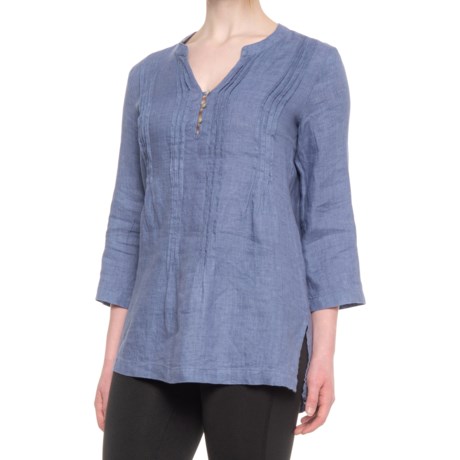 Cynthia Rowley Delave Button-Neck Blouse - 3/4 Sleeve (For Women) - STONE WASH DELAVE (L )