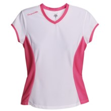 Descente Twist Shirt - Short Sleeve (For Women) in White/Fire Pink - Closeouts