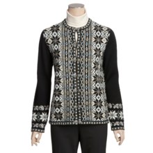 Devold Vrikke Wool Cardigan Sweater - Pewter Clasps Closure  (For Women) in Black - Closeouts