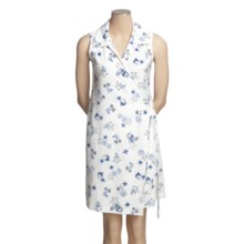Diamond Tea Cotton Terry Wrap Robe - Sleeveless, Side Self-Tie, Lightweight (For Women) in Marine - Overstock
