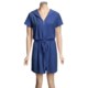 Diamond Tea Cotton Terry Zip Robe - Lightweight, Short Sleeve (For Women)