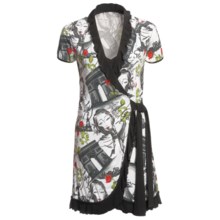 Diamond Tea Paris Landscape Wrap Robe - Ruffles, Short Sleeve (For Women) in Romantique - Overstock