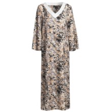 Diamond Tea Pebble Satin Caftan - Long Sleeve (For Women) in Bamboo - Closeouts