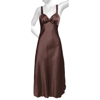 Diamond Tea Satin Nightgown - Sleeveless (For Women) in Chocolate