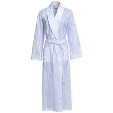 Diamond Tea Semi-Sheer Cotton Stripe Robe - Long Sleeve (For Women) in Bue - Closeouts
