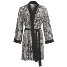 Diamond Tea Short Robe - Silky Print (For Women) in Black/White - Closeouts