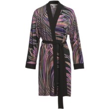Diamond Tea Short Robe - Silky Print (For Women) in Lavender - Closeouts