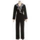Diamond Tea Velvet Lounge Set - Ruffled Satin Trim (For Women)