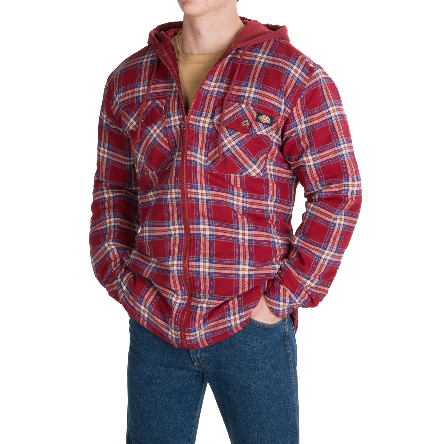 quilted plaid jacket with hood