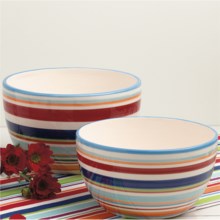 DII Ceramic Mixing Bowls - Set of 2 in Carnival Stripes - Closeouts