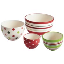 DII Holiday Dots and Stripes Prep Bowls - Set of 4, Ceramic in See Photo - Closeouts