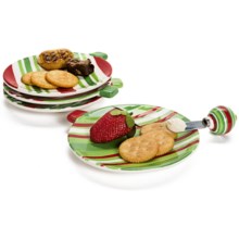 DII Holiday Ornaments Appetizer Plates - Set of 4, Ceramic in See Photo - Closeouts