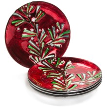 DII Holiday Sprig Plates - Set of 4, Glass in See Photo - Closeouts
