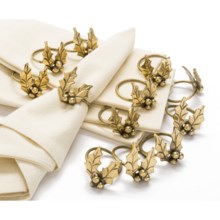 DII Holly Napkin Rings - Set of 12 in Gold - Closeouts