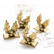 DII Holly Place Card Holders - Set of 4 in Gold - Closeouts