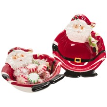 DII Jolly Santa Candy Bowls - Set of 2, Ceramic in See Photo - Closeouts