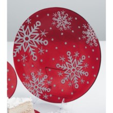 DII Sweet Snowflakes Serving Plate - 12", Glass in Red/White - Closeouts
