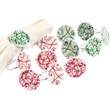 DII Swirling Snowflakes Napkin Rings - Set of 12 in Multi - Closeouts