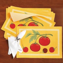DII Vegetable Placemats - Set of 6, Reversible in Tomatoes - Closeouts