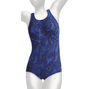 Dolfin Ocean Aquashape Conservative Swimsuit - 1-Piece, Chloroban, UPF 50 (For Women) in Palmetto Blue