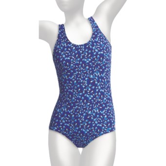 Dolfin Ocean Aquashape Swimsuit - UPF 50+, Conservative Scoop Back, 1-Piece (For Women) in Flora Blue