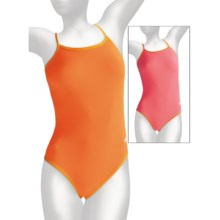 Dolfin Solid Competition Swimsuit - 1-Piece, Cross Back (For Women) in Flash/Pink - Closeouts