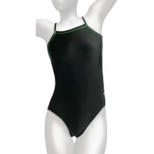 Dolfin Winners Competition Swimsuit - 1-Piece, Racerback (For Women) in Black/Lime - Closeouts