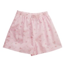 Donna Nicole Printed Boxer Shorts - Cotton Poplin (For Women) in Pink Floral - Closeouts