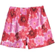 Donna Nicole Printed Boxer Shorts - Cotton Poplin (For Women) in Pink/Red Poppies - Closeouts