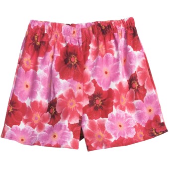 Donna Nicole Printed Boxer Shorts - Cotton Poplin (For Women) in Pink/Red Poppies