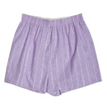 Donna Nicole Printed Boxer Shorts - Cotton Poplin (For Women) in Purple W/Star/Moon Stripe - Closeouts