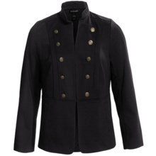 Double-Breasted Stretch Jacket with Buttons (For Plus Size Women) in Black - 2nds