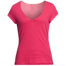 Double-Layer V-Neck Shirt - Short Sleeve (For Women) in Red - 2nds