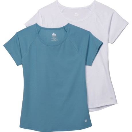 RBX Double-Peached Crew Neck T-Shirt - 2-Pack, Short Sleeve (For Women) - WHITE/CRYSTAL BLUE (L )