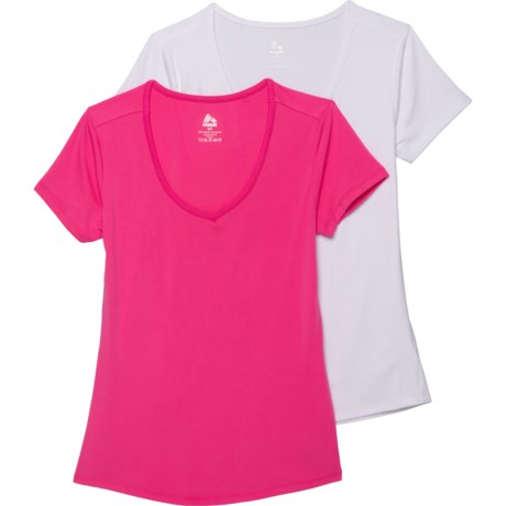 RBX Double-Peached V-Neck T-Shirt - 2-Pack, Short Sleeve (For Women) - WHITE/HOT PINK (L )