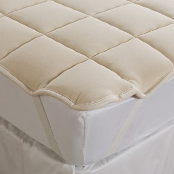 DownTown Mattress Pad - King, Merino Wool Fill, Anchor Bands in Ecru