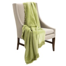 DownTown Plush Throw Blanket with Fringe - Cotton-Rayon in Leaf Green - Closeouts