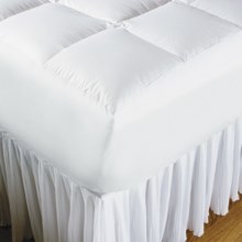 DownTown White Goose Down Mattress Pad - King, 600+ Fill Power, Fitted Skirt in White - Closeouts