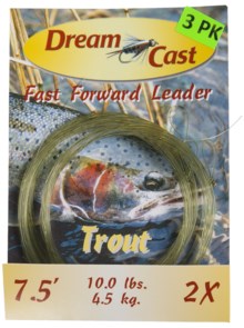 Dream Cast Fast Forward Tapered Leader Trout - 7.5’, 2-7x, 3-Pack in Asst - Closeouts