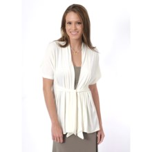 Dreamsacks Lila Gathered Tie-Front Cardigan Sweater - Short Sleeve (For  Women) in Natural - Closeouts