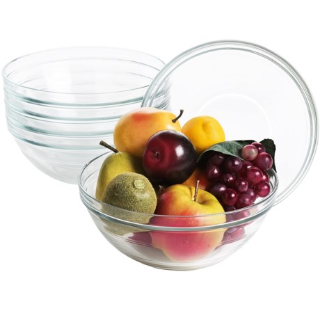 Duralex Lys Stackable Bowls - 2.5 qt, Tempered Glass, Set of 6