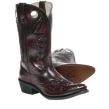 Durango 12” Leather Cowboy Boots - Pointed Toe (For Men) in Black Cherry - Closeouts