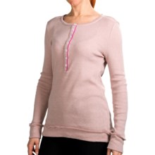 Dylan by True Grit Banded Hem Henley Sweater - Angora Blend (For Women) in Palest Pink - Closeouts