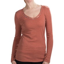 Dylan by True Grit Bugle-Bead T-Shirt - V-Neck, Long Sleeve (For Women) in Orange - Closeouts