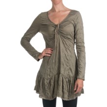 Dylan by True Grit Crinkle-Knit Dress - Lace Trim, Long Sleeve (For Women) in Driftwood - Closeouts