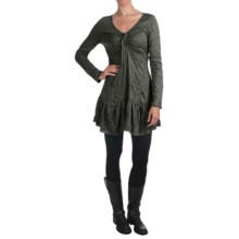Dylan by True Grit Crinkle-Knit Dress - Lace Trim, Long Sleeve (For Women) in Vintage Charcoal - Closeouts