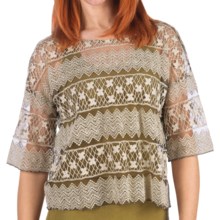 Dylan by True Grit Floaty Lace Shirt - 3/4 Sleeve (For Women) in Vintage Brown - Closeouts