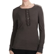 Dylan by True Grit Heather Ruffle Henley Shirt - Long Sleeve (For Women) in Charcoal/Heather - Closeouts